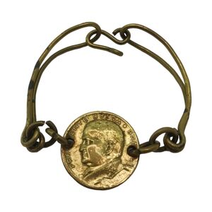 Vintage Coin Womens Bracelet Gold Tone Small 5" long